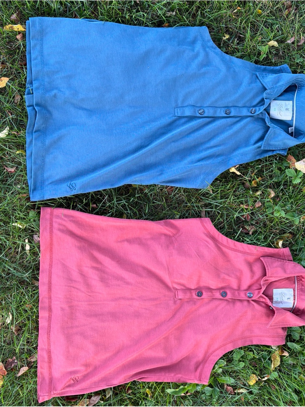 Linksoul Woman’s Sleeveless Polo Tops - Blue & Coral Name-brand Golf cute back
